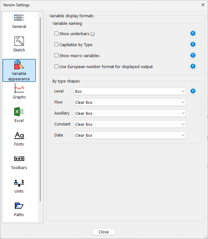 vensimoptionsvariableappearance